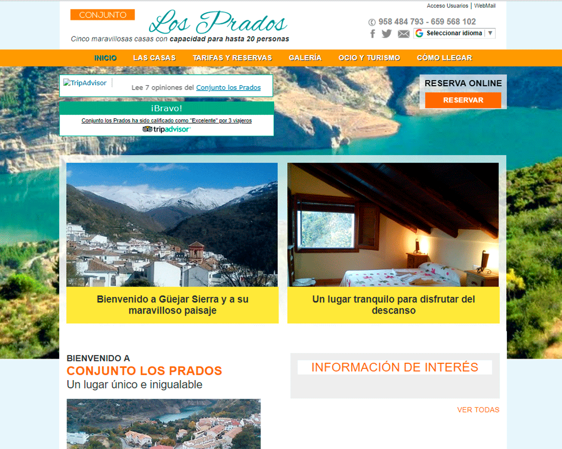 Web Casas rurales Conjunto Los Prados Alto Servicios. Diseño web y SEO