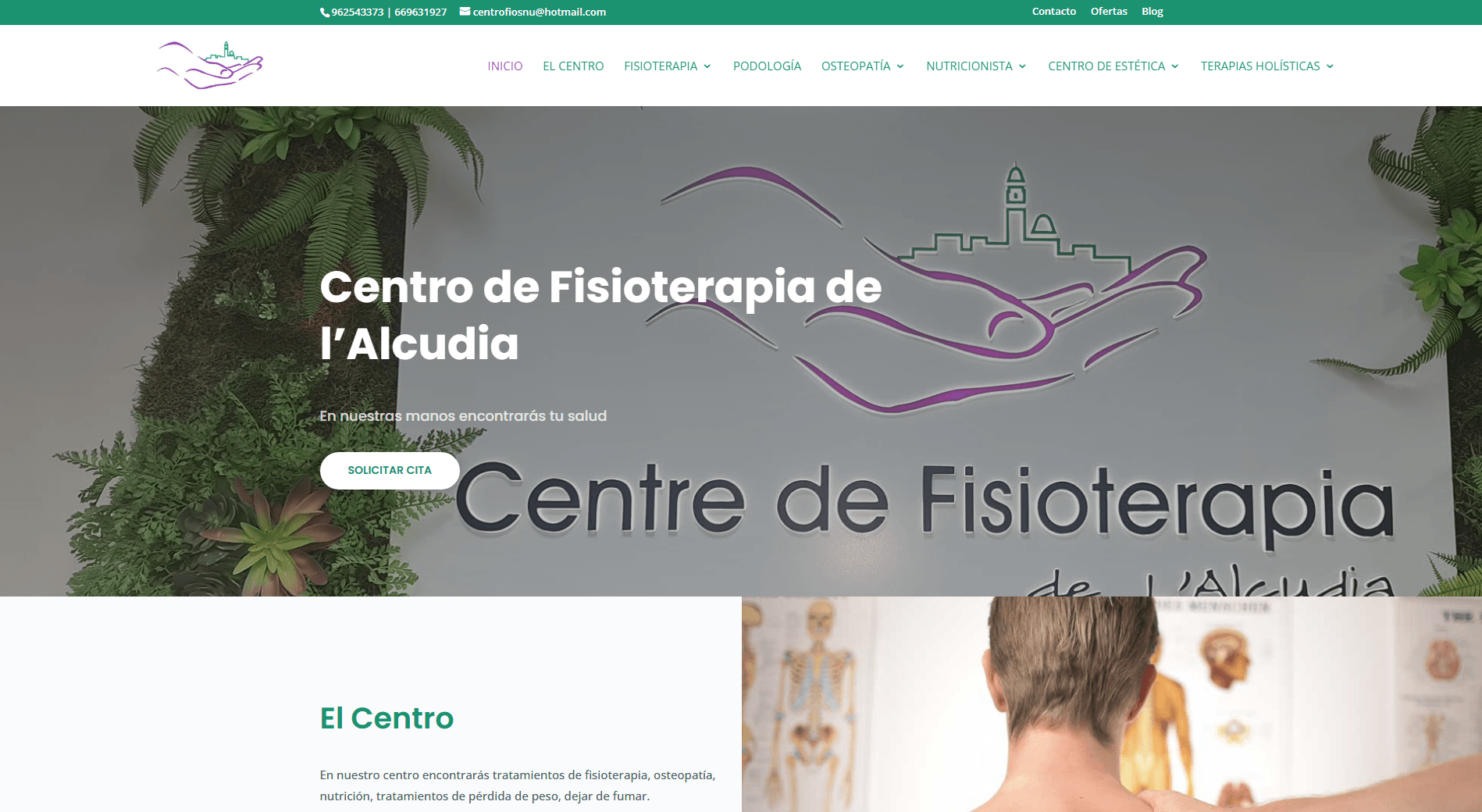 diseño web de centro de fisioterapia