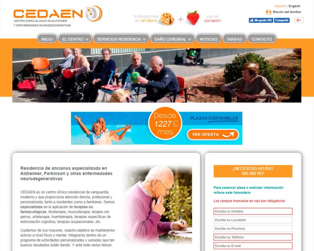 Diseño Paginas Web residencias de ancianos CEDAEN