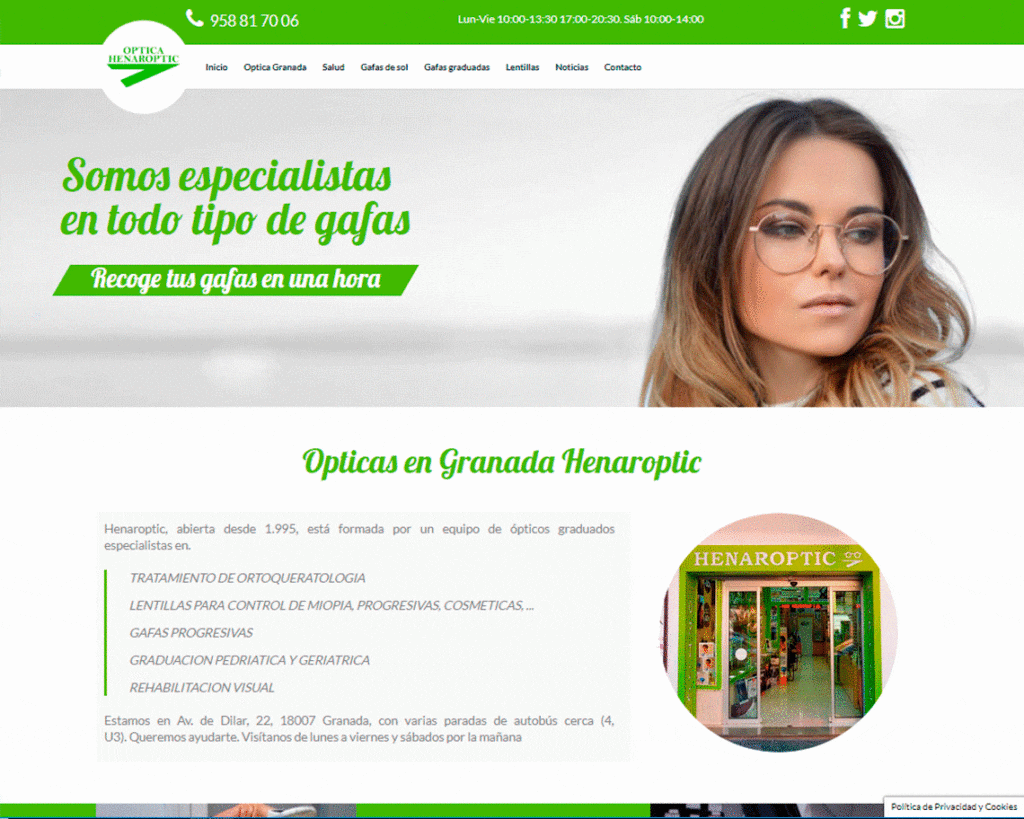diseño web opticas granada